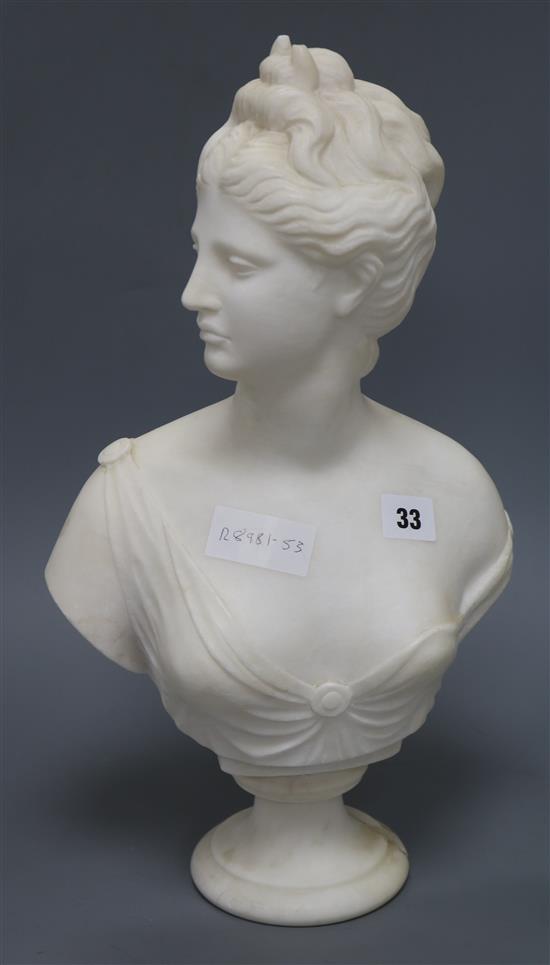 A marble bust of a lady, after Houdon height 45.5cm